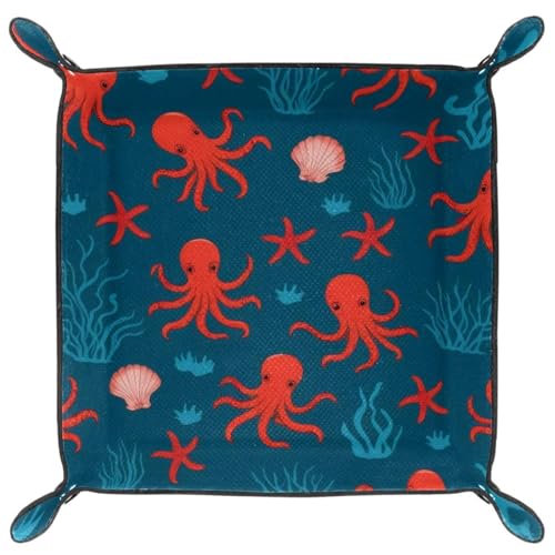 Octopus Pattern Dice Tray Dice Rolling Tray Folding Dice Holder for Dice Games, Like RPG, DND and Other Table Games - color: Multi 1