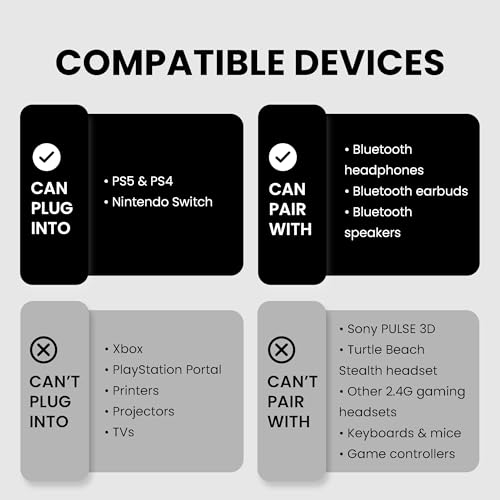 Avantree DG80-Gaming - USB Bluetooth 5.3 Adapter Dongle for PS5 | & Gaming Consoles, aptX-Adaptive & aptX-Low Latency, Wireless Audio Transmitter to Bluetooth Headphones & Earbuds