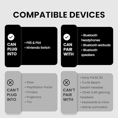 Avantree DG80-Gaming - USB Bluetooth 5.3 Adapter Dongle for PS5 | & Gaming Consoles, aptX-Adaptive & aptX-Low Latency, Wireless Audio Transmitter to Bluetooth Headphones & Earbuds