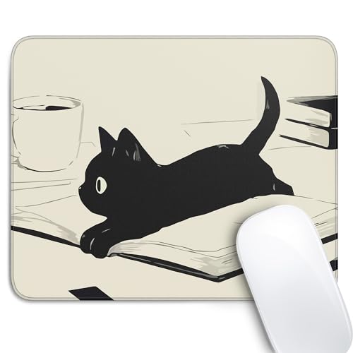 Cute Black Cat Mouse Pad,Kawaii Anime Cat Mouse Pads for Wireless Mouse Desk Accessories,10"X8" Travel Mousepad with Non-Slip Rubber Base, Stitched Edge Mouse Pads for Desk,Computers,Laptop,Office - color: S-11