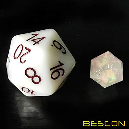 Bescon Jumbo Glowing D20 38MM, Big Size 20 Sides Dice Jade Glow in Dark, Big 20 Faces Cube 1.5 inch - color: Jade Glow in Dark
