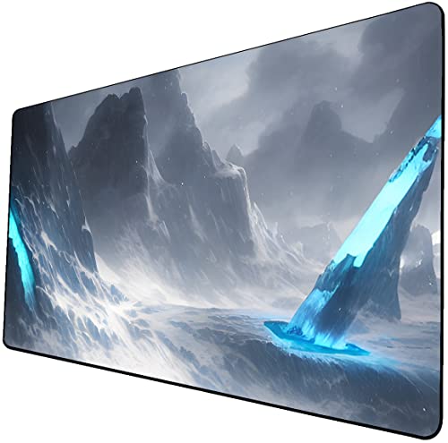 AI Painting TCG Playmat - MTG Trading Card Game Mat, 24x14 Inches Original Playmats, Smooth Surface for Rubber Collection - Dark Swamp Design 413-73 - color: Glacier