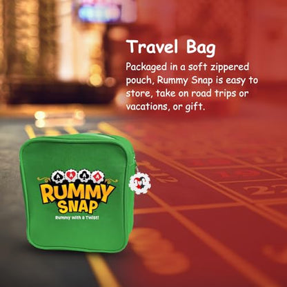 Rummy Strategy Game for Adults, Family, and Kids, Includes Full Size Snap Tiles, Racks, and Storage Travel Bag, Fun for Ages 8+, 2-4 Players