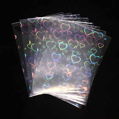 Black Lotus 100pcs/Lot Love Heart-Shape Laser Flashing Card Sleeves Trading Cards Film Magic Kpop Card Protector Holographic Foil Protective Cover (56x88mm), Clear