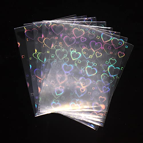Black Lotus 100pcs/Lot Love Heart-Shape Laser Flashing Card Sleeves Trading Cards Film Magic Kpop Card Protector Holographic Foil Protective Cover (56x88mm), Clear