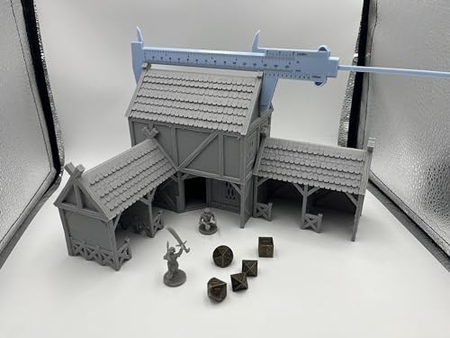 Hautico Architectural Terrain Set for 28mm Miniatures Wargame, 3D Printed and Paintable, Gift for Hobby Enthusiasts (Viking Building)