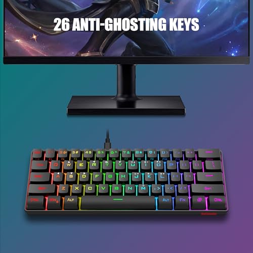 RedThunder 60% Gaming Keyboard and Mouse Combo, Ultra-Compact 61 Keys RGB Backlit Mini Keyboard, Lightweight 7200 DPI Honeycomb Optical, Wired Gaming Set for PC MAC PS5 Xbox Gamer(Black) - style: 01 Black Wired Combo