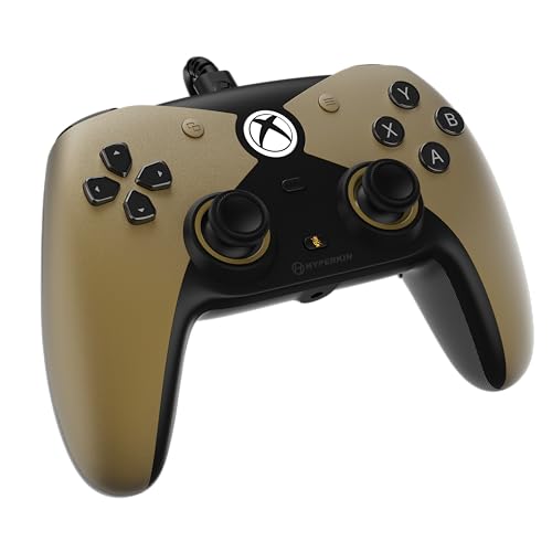 Hyperkin The Competitor Wired Controller for XBOX Series X|S, XBOX One & PC with Hall Effect Joysticks & Impulse Triggers; Symmetrical Layout & Precision D-Pad - Officially Licensed XBOX - Midas Touch - color: 골드.
