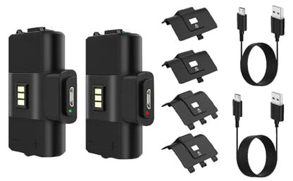 2X Pack Rechargeable Fast Charge Battery Charger Kit + 4X Cover for Xbox Controllers Xbox Series S/X Xbox 1 One S/One X/One Elite Wireless Remote Non-Stop Playing + 2X Micro USB Charging Cable