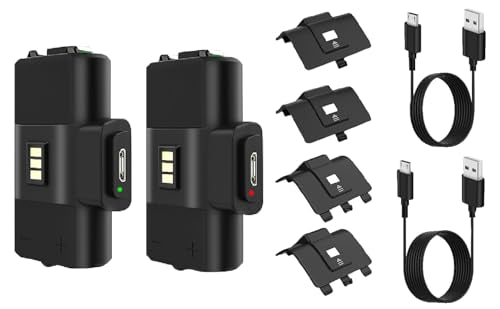2X Pack Rechargeable Fast Charge Battery Charger Kit + 4X Cover for Xbox Controllers Xbox Series S/X Xbox 1 One S/One X/One Elite Wireless Remote Non-Stop Playing + 2X Micro USB Charging Cable