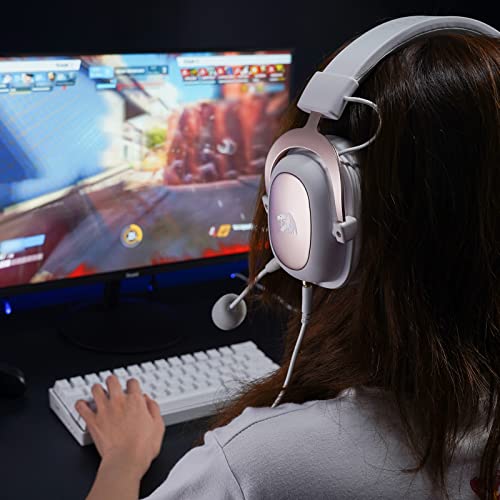Redragon H510 Zeus White Wired Gaming Headset - 7.1 Surround Sound - Memory Foam Ear Pads - 53MM Drivers - Detachable Microphone - Multi Platforms for PC, PS4/3 & Xbox One/Series X, NS - color: White H510