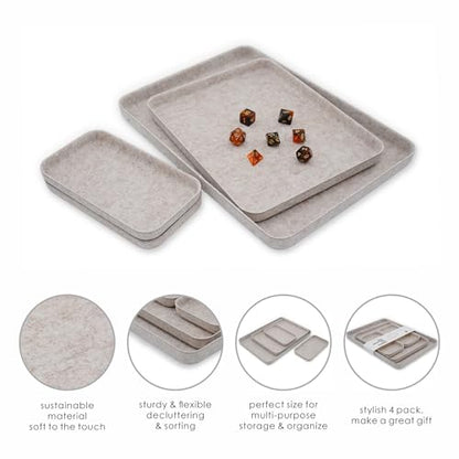 Welaxy Felt Nightstand Organizer 4pc Oatmeal Entryway Caddy DND Dice Tray - color: Oatmeal