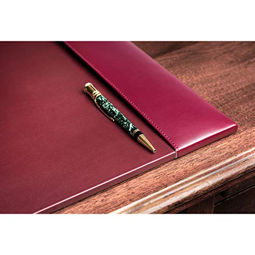 DACASSO Bonded Leather Desk Pad with Side Rails - Luxury Leather Desk Blotter for Writing - Padded Executive Desk Surface Protector - ( Burgundy, 30” x 18”) - color: Burgundy