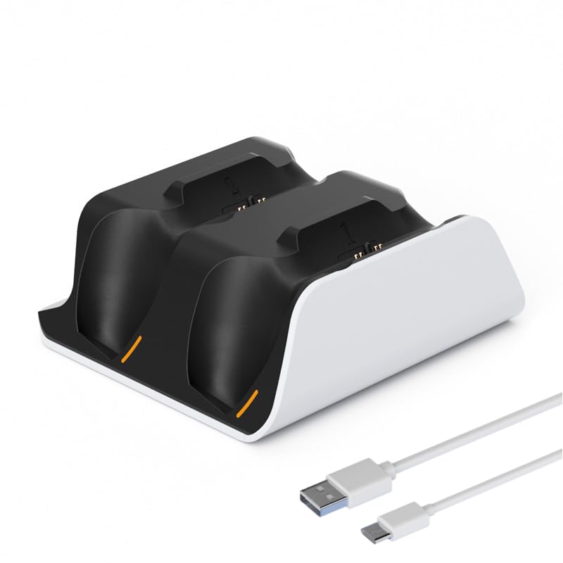 Tangxi PS 5 Controller Charger Station for Dual Wireless Controllers Simultaneous Charging, Compatible with PS 5 Pro, Slim, Dualsensess, Edge Controller (White) - color: White