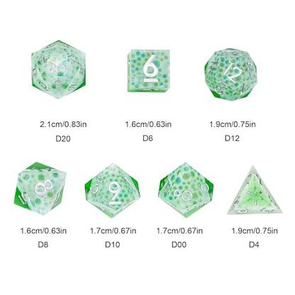 7PCS Cocktail Dice Set,Handmade Sharp Edge Dice Set D&D RPG Polyhedral Die,for Dungeons and Dragons TTRPG Games Roleplaying Games,with Gift Box.(Green) - color: Cocktail Green