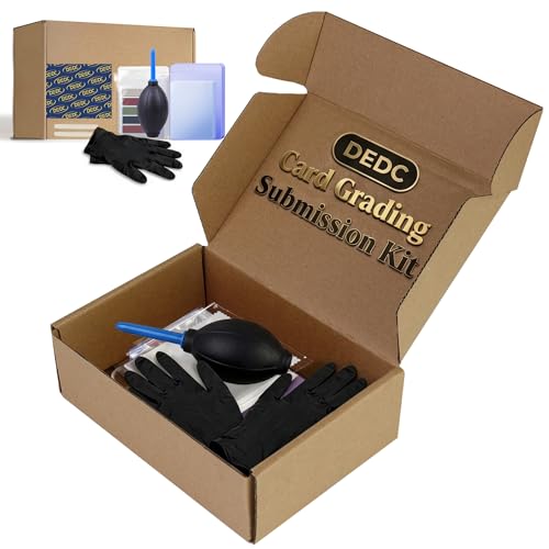 DEDC Card Grading Kit Mailer Set Submission with 25 Semi Rigid Holders 200 Card Sleeves Air Blower Bubble Wrap Gloves Cleaning Cloth for Collectible Card Shipping and Protection (1-Set- BGS) - size: 1-set- BGS