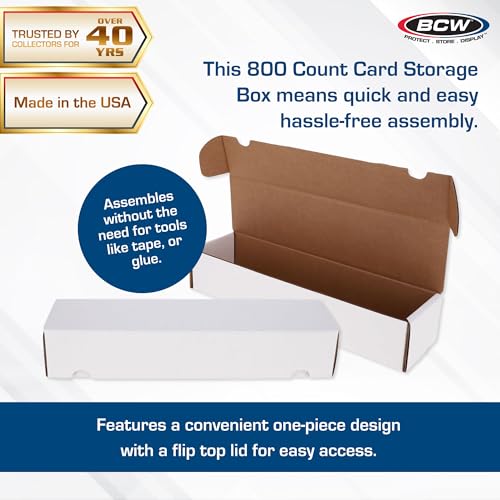 BCW 800-Count Trading Card Storage Box, 1 Pack | Cardboard Organizer for Baseball, Basketball & Football Cards | Fits Standard Trading Card Games