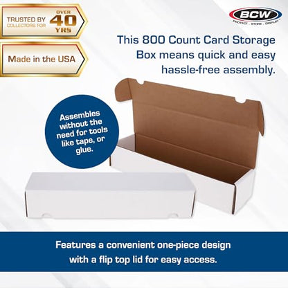 BCW 800-Count Trading Card Storage Box, 1 Pack | Cardboard Organizer for Baseball, Basketball & Football Cards | Fits Standard Trading Card Games