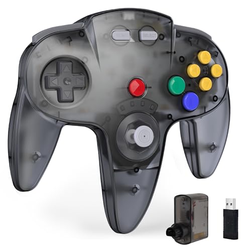 2 Pack Wireless N64 Controller for Switch 1 & 2, N64 Console,Lemon/Gunmetal | (Built-in Vibration) (Rechargeable) (3D Analog Stick), 2.4 GHz USB & N64 Receiver Made for Switch Online, Windows PC, macOS - color: Two Pack Lemon/Gunmetal Grey