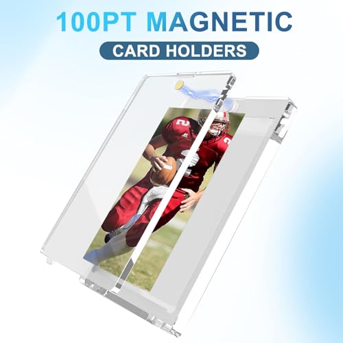 30pcs 100pt Magnetic Card Holders, One Card Touch Holder for Trading Cards, Baseball Card Protectors Hard Plastic, Magnetic Thick Card Display Case for Sports Cards, Game Cards - size: 100pt, 30pcs