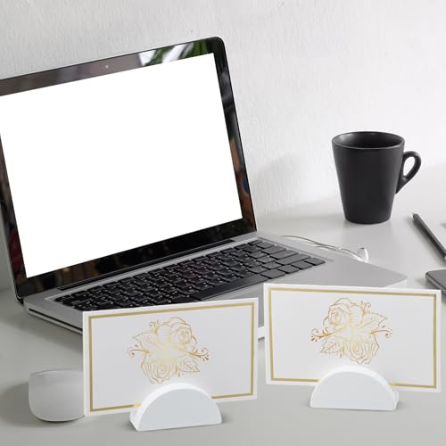 Colingmill 24 Pcs Wooden Table Number Stands with Tented Cards,White | Wedding Table Name Holder Semicircular Design Place Card Holders for Retail Shop Wedding Party Events - color: White