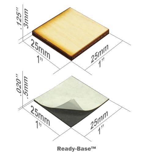 LITKO 25mm Square Ready-Base Kit | Compatible w/Old World | Base + Magnet | Twenty 3mm plywood bases + magnets | Magnetize minis for storage & steel trays | Infantry - style: 25mm Square