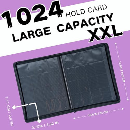 1000+ Pockets Trading Card Binder, 16-Pocket Card Ablum Compatible with MTG,Sports Cards & Other Standard Size Trading Cards (Light Purple) - color: Light Purple