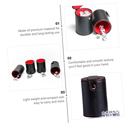 KESYOO Leather Double-Layer Dice Cup Set for Game Supplies PU Leather Storage Container Dices for Bar and KTV Fun