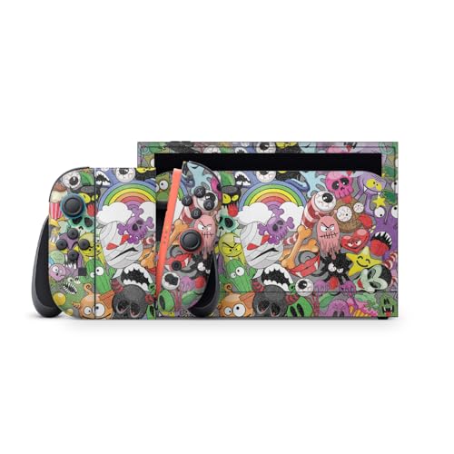 Glossy Glitter Gaming Skin Compatible with Nintendo Switch 2 Premium Kit - Monster Mash - Premium 3M Vinyl Protective Wrap Decal Cover - Easy to Apply | Crafted in The USA by MightySkins - color: Monster Mash, size: Switch 2 Premium Kit, style: Glossy Gli