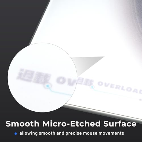 XVX Glass Mousepad Gaming, White Overload Hard Mouse Pads for Gaming,Professional Large Mouse Mat 410mm*310mm, Special Glass Surface with Improved Precision and Speed - color: White(Overload)