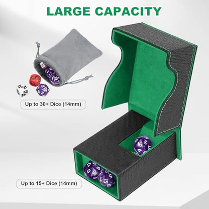 Dice Roller Tower, Magnetic Dice Tray for Rolling, Foldable Leather Dice Organizer Tower Fits for Dungeons & Dragons, MTG DM and Player, Black & Green - color: Black & Green, style: Style A