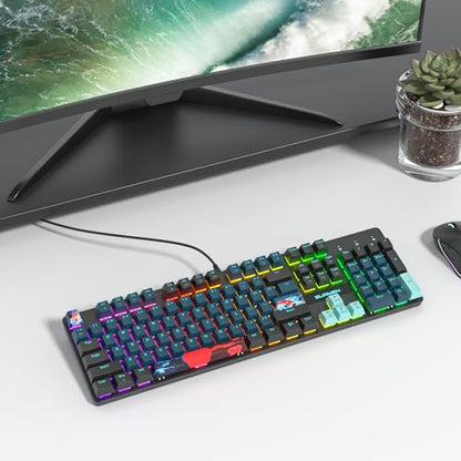 Full Size Mechanical Keyboard, Creamy Keyboard with Number Pad, 104 Keys Wired Gaming Keyboard with Red Switch, RGB Backlit for PC Laptop - color: Monster