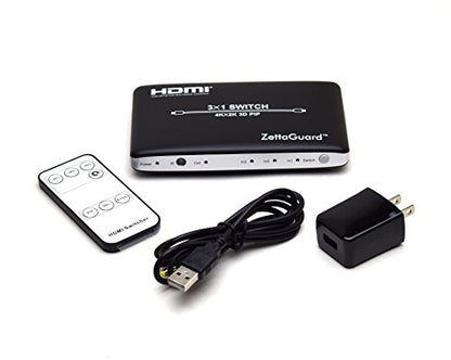 4K x 2K 3 Port 3 x 1 HDMI Switch with PIP(Picture in Picture) and IR Wireless Remote Control, HDMI Splitter Switcher Hub Port Switches (ZW310)