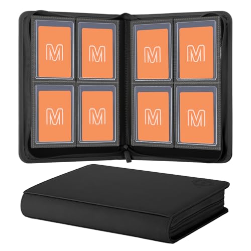 Toploader Binder,4-Pocket Side Load Trading Card Album, Holds 128 Cards | Top Loader Binder with Double-Sided Pockets for MTG, Sports Cards, Top Loader Storage（4 Black） - color: 4Black1