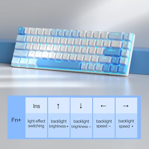 MageGee Portable 60% Mechanical Gaming Keyboard, MK-Box LED Backlit Compact 68 Keys Mini Wired Office Keyboard with Red Switch for Windows Laptop PC Mac - Sky Blue - color: Sky Blue/Red Switch