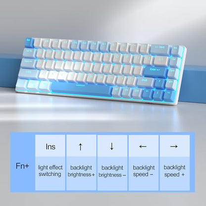 MageGee Portable 60% Mechanical Gaming Keyboard, MK-Box LED Backlit Compact 68 Keys Mini Wired Office Keyboard with Red Switch for Windows Laptop PC Mac - Sky Blue - color: Sky Blue/Red Switch