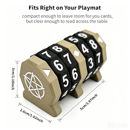 Board Game Life Counter, 4-Digit Wheel Trackers for 0-9999 Single Player and 0-99 Dual Player Modes, MTG Life Counter, Professionally Made for TCG, DND, RPGs, and MTG, Card and Tabletop Games (Khaki) - color: Khaki
