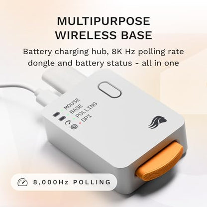 GLORIOUS Gaming Model O3 Wireless Gaming Mouse - InfinitePlay Swappable Battery, 130H Battery Life, 8k Polling, 130M Optical Switches, Ultralight 66g, 30K DPI Optical Sensor, RGB - White - color: White, style: Model O3 (Ambidextrous)