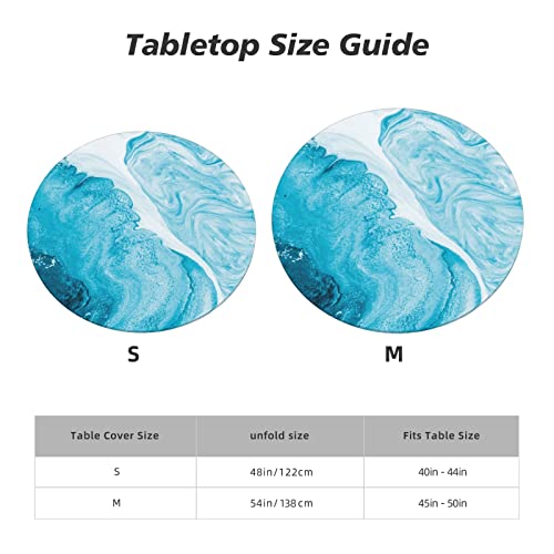 Famame Abstract Blue Marble Fitted Round Tablecloth Waterproof Table Cloth with Elastic Edge Wipe Clean Table Covers for Indoor Outdoor Fits 45"-50", Medium - color: Abstract Blue Marble