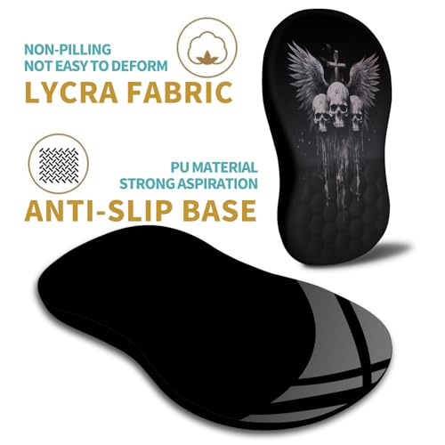 Hokafenle Ergonomic Mouse Pad Wrist Support with Massage Design, Wrist Rest Pain Relief Mousepad with Memory Foam&Non-Slip PU Base, Mouse Pads for Wireless Mouse & Desk (12x8 inch,Demon Angel) - color: HK028-Demon Angel
