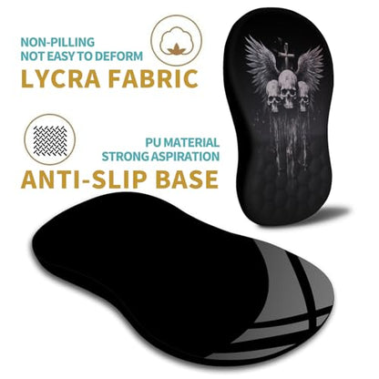 Hokafenle Ergonomic Mouse Pad Wrist Support with Massage Design, Wrist Rest Pain Relief Mousepad with Memory Foam&Non-Slip PU Base, Mouse Pads for Wireless Mouse & Desk (12x8 inch,Demon Angel) - color: HK028-Demon Angel