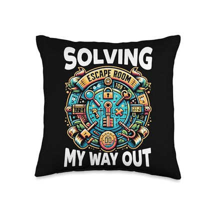 Escape Room Roomescape Puzzle Room Exit Game Throw Pillow - size: 16x16