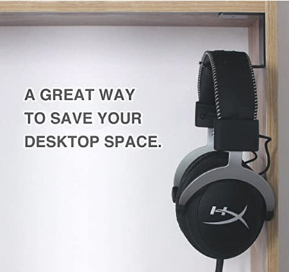 Aluminum Under-Desk Headphone Hanger with Strong Adhesive (2 Pack, Black) | Keeps Headphones Off the Desk, VHB Adhesive Holds 5 lb, Curved Support Helps Prevent Headband Creases, Fits Gaming Headsets - color: Black-2Pack