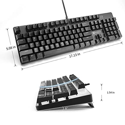 Hot Swappable Mechanical Gaming Keyboard - White Backlit with Blue Switches and 104 Keys Layout - Wired Gaming Keyboard - color: Blue Switch Black