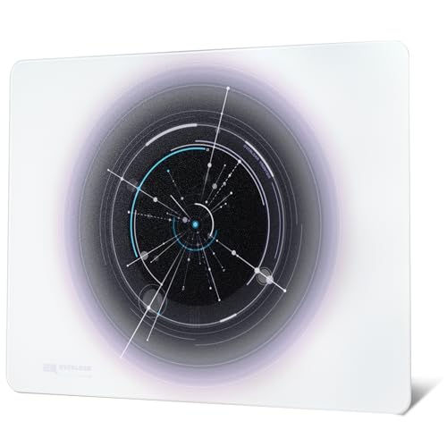 XVX Glass Mousepad Gaming, White Overload Hard Mouse Pads for Gaming,Professional Large Mouse Mat 410mm*310mm, Special Glass Surface with Improved Precision and Speed - color: White(Overload)