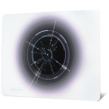 XVX Glass Mousepad Gaming, White Overload Hard Mouse Pads for Gaming,Professional Large Mouse Mat 410mm*310mm, Special Glass Surface with Improved Precision and Speed - color: White(Overload)