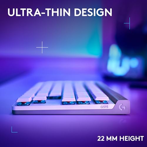 Logitech G515 Lightspeed TKL Wireless Gaming Keyboard (Tactile) - White | Thin Tenkeyless design, LIGHTSYNC RGB, PBT keycaps, Tactile Brown mechanical switches - color: White, style: Wireless