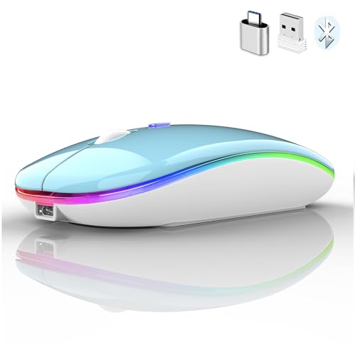 PEIBO Bluetooth Wireless Mouse for Laptop mac MacBook ipad MacBook air MacBook pro pc Desktop Computer Windows Chromebook Notebook (Blue White) - color: blue white