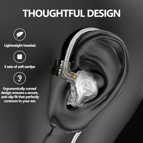 in Ear Monitor, HiFi Headphones with Dual Magnetic Dynamic Driver, Clear | Hybrid Banlance Armature with Dynamic in Ear Headphones IEM Earphones Gaming Earbuds no Mic - color: KA10-Clear no Mic