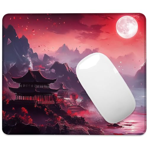 Full Moon Mouse Pad Square Mouse Pads with Stitched Edge, Computer Mousepad with Non-Slip Rubber Base for Computer Laptop Office Desk Accessories 9.5x8 Inches - color: Full Moon